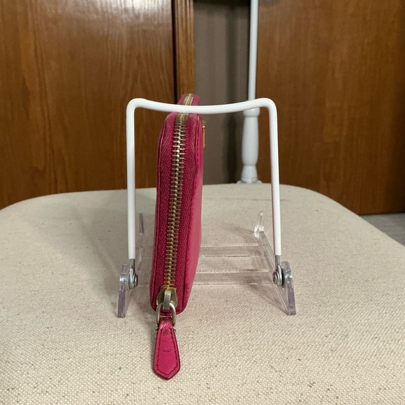 Prada Saffiano Metal Continental Zip-Around Wallet in Fuchsia/Rasberry Pink - Picture 15 of 16